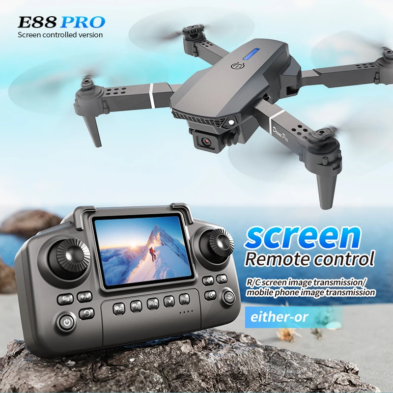Profesyonel E88 PRO Drone, Ekr - Drone E88 Rc Quadcopter incelemesi ve fiyatı